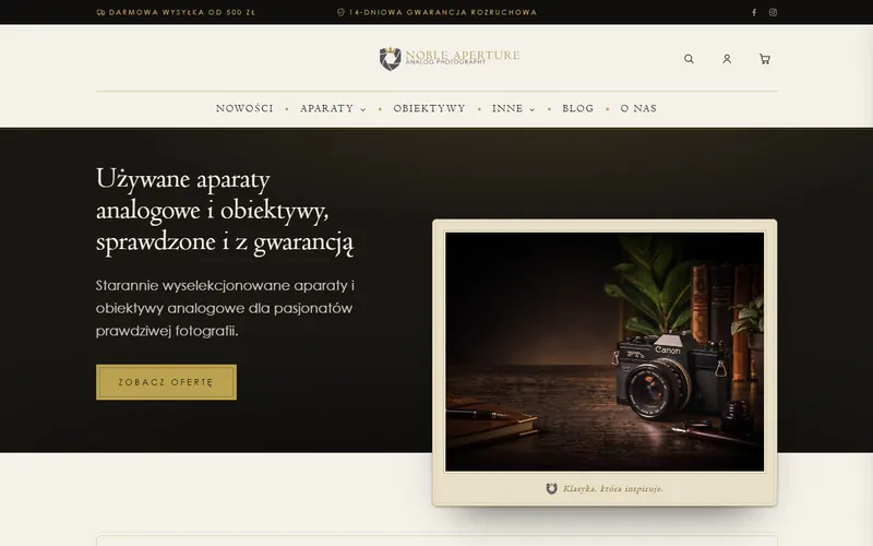 Zrzut strony NobleAperture